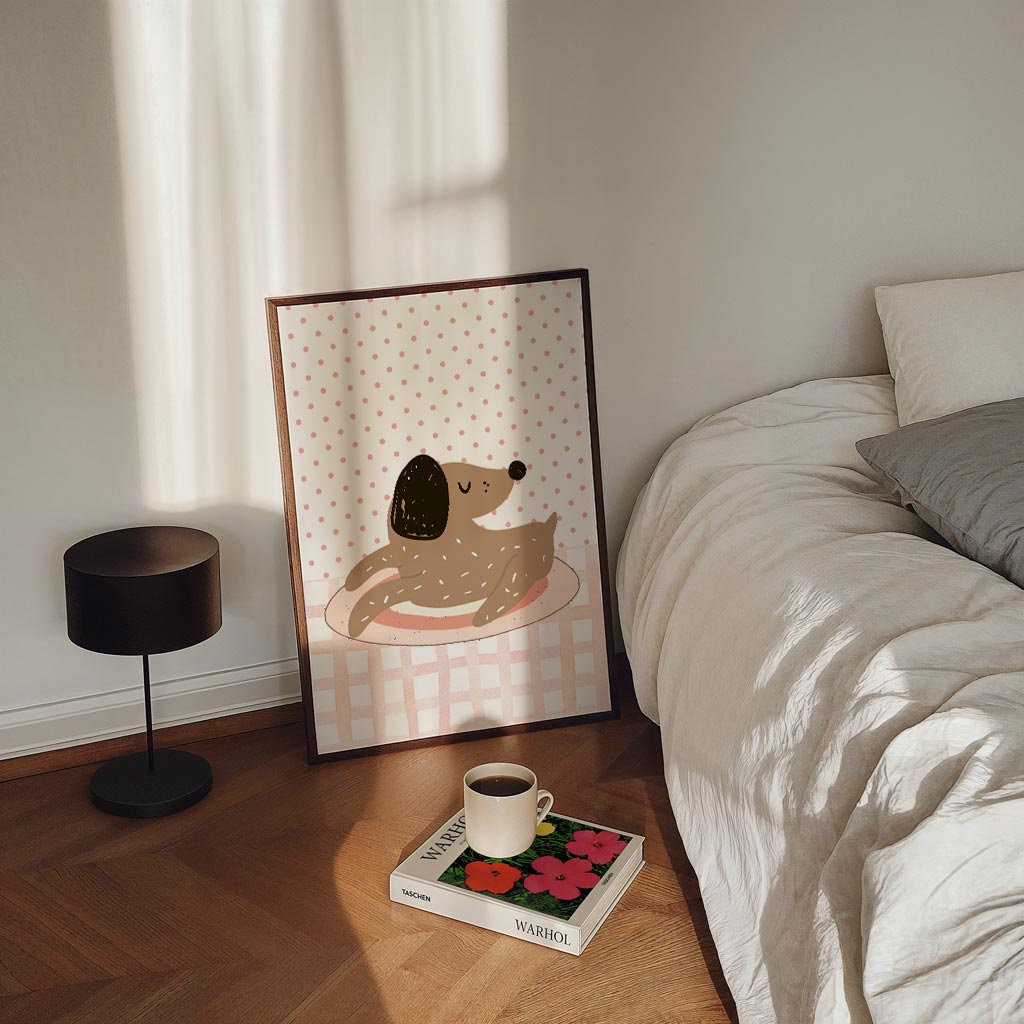 Relaxte Hond – staande kinderkamer wanddecoratie van WallArtistic