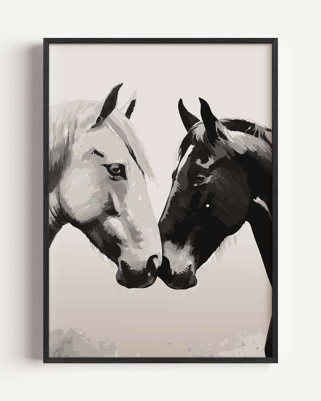 Twee Paarden Vriendschap – dieren portret poster als wanddecoratie