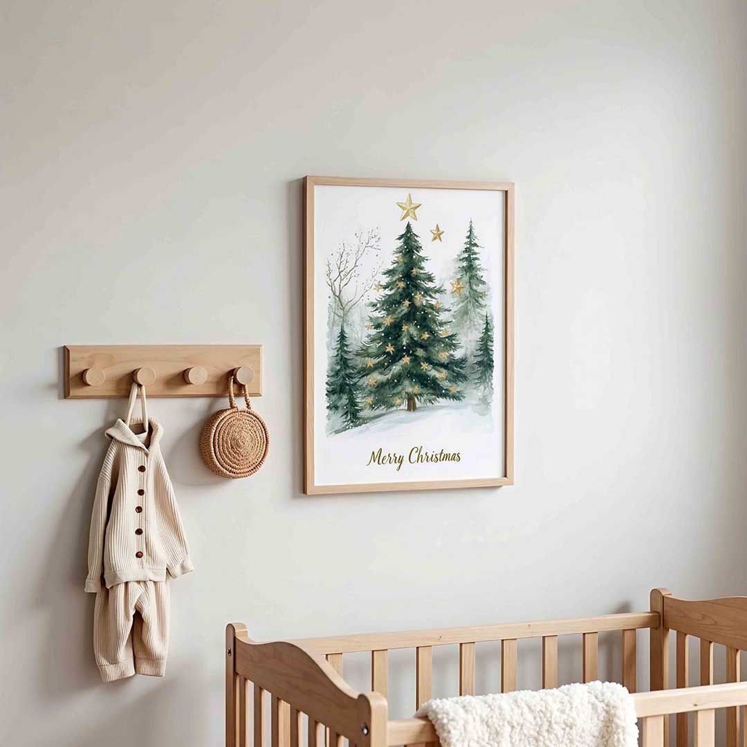Kerstboom met sterren – kinderposter in staand formaat