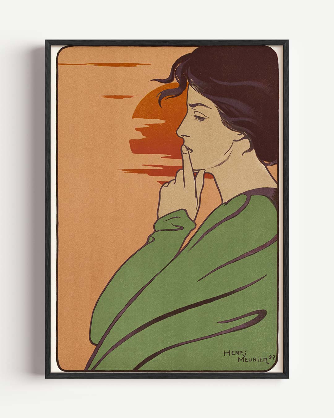 Mysterieuze Zonsondergang Vrouw – Popart en Streetart portret poster als wanddecoratie