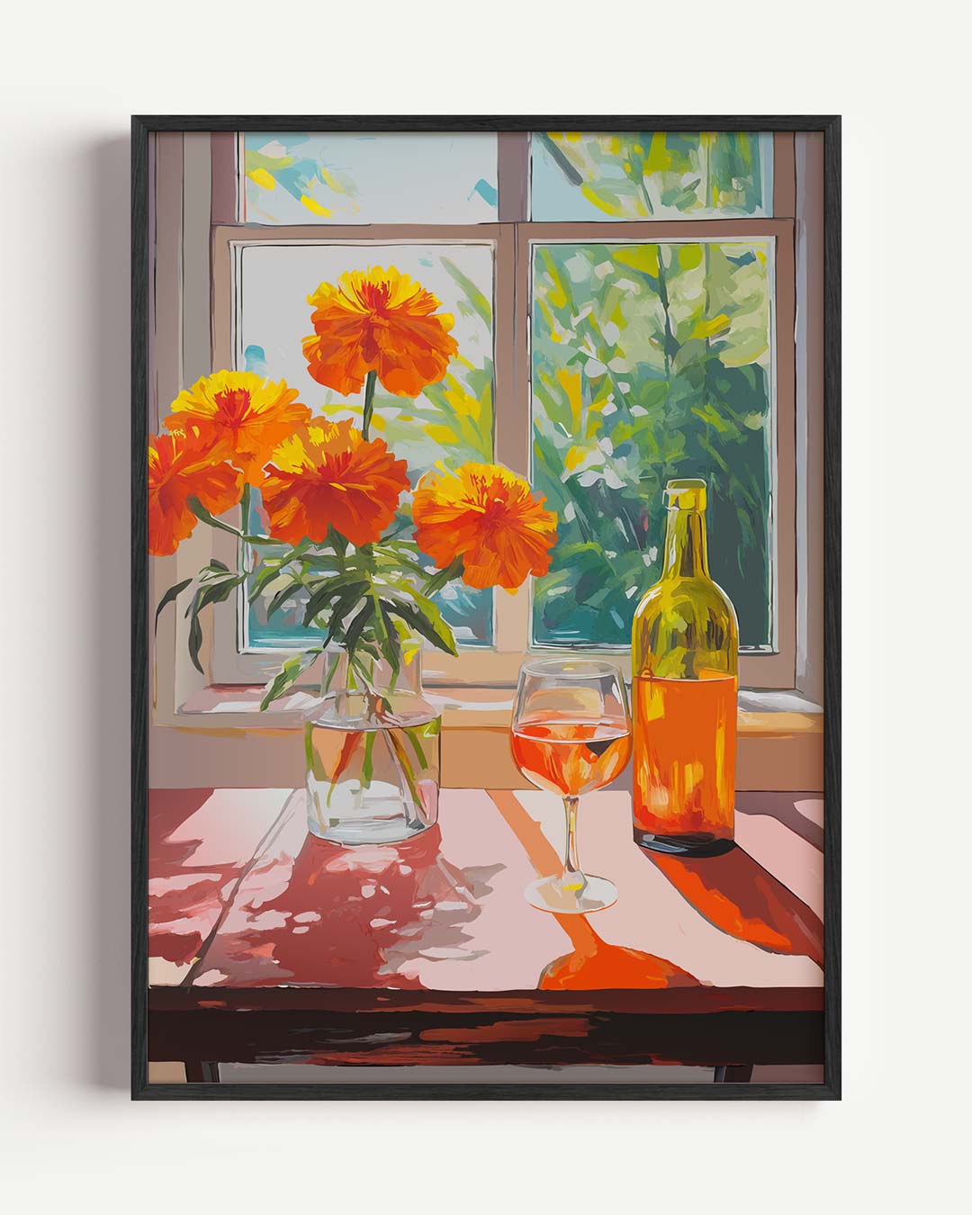 Zomerse Bloemen en Wijn – zomer portret poster als wanddecoratie
