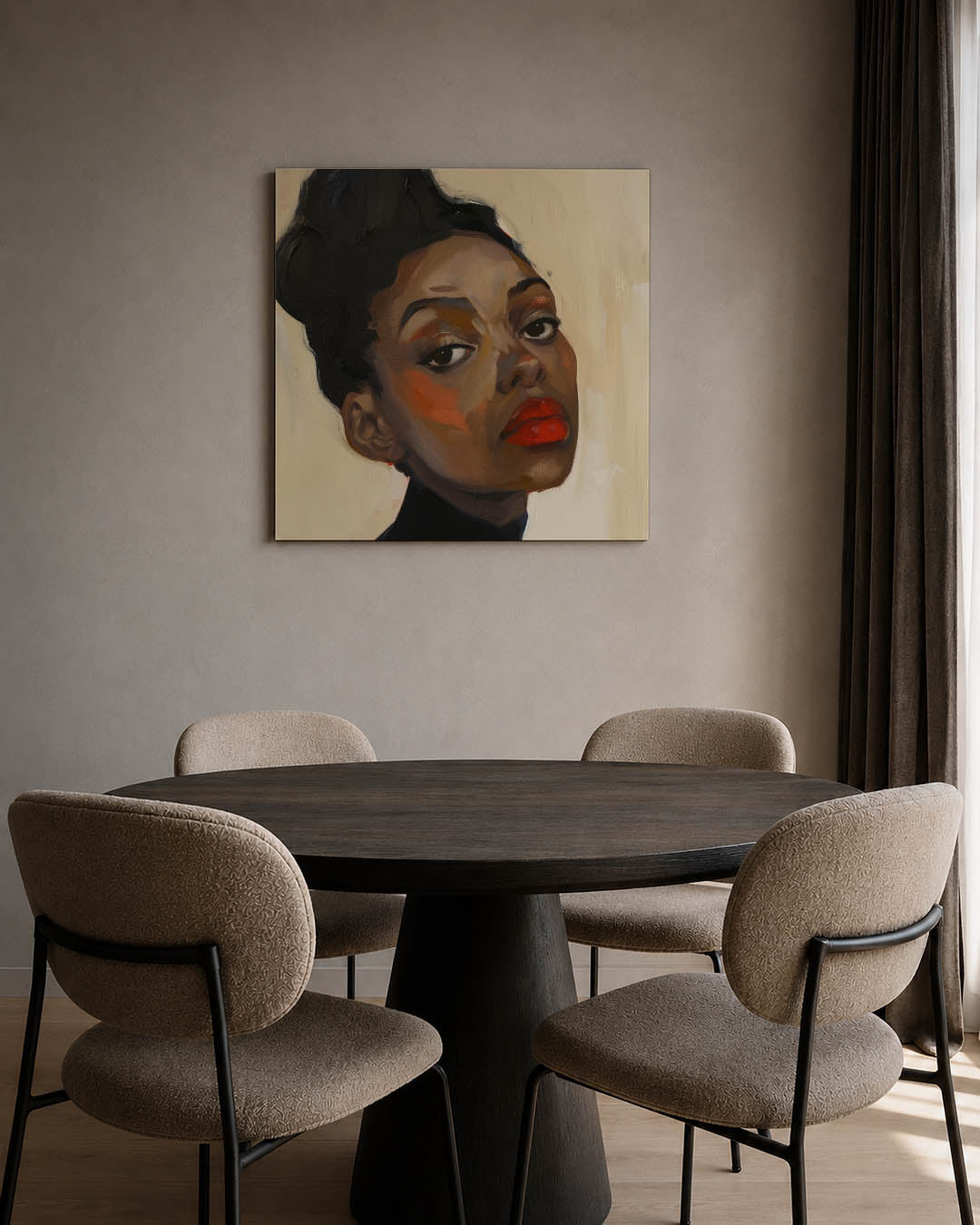 Portretstudie kunstwerk – tweede productweergave – dit werk toont een portret met gedurfde penseelstreken. De warme kleuren