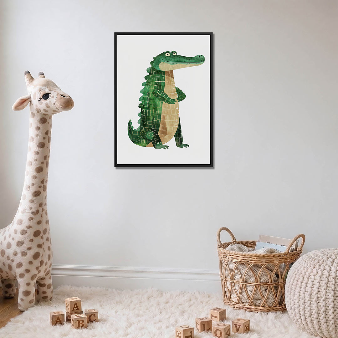 Vrolijke krokodil illustratie – moderne staande wandkunst