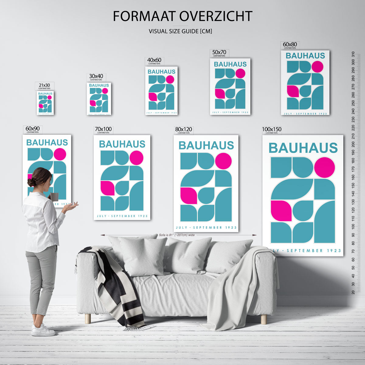Vormen en kleurvlakken – geometrische poster in Bauhaus-stijl van WallArtistic