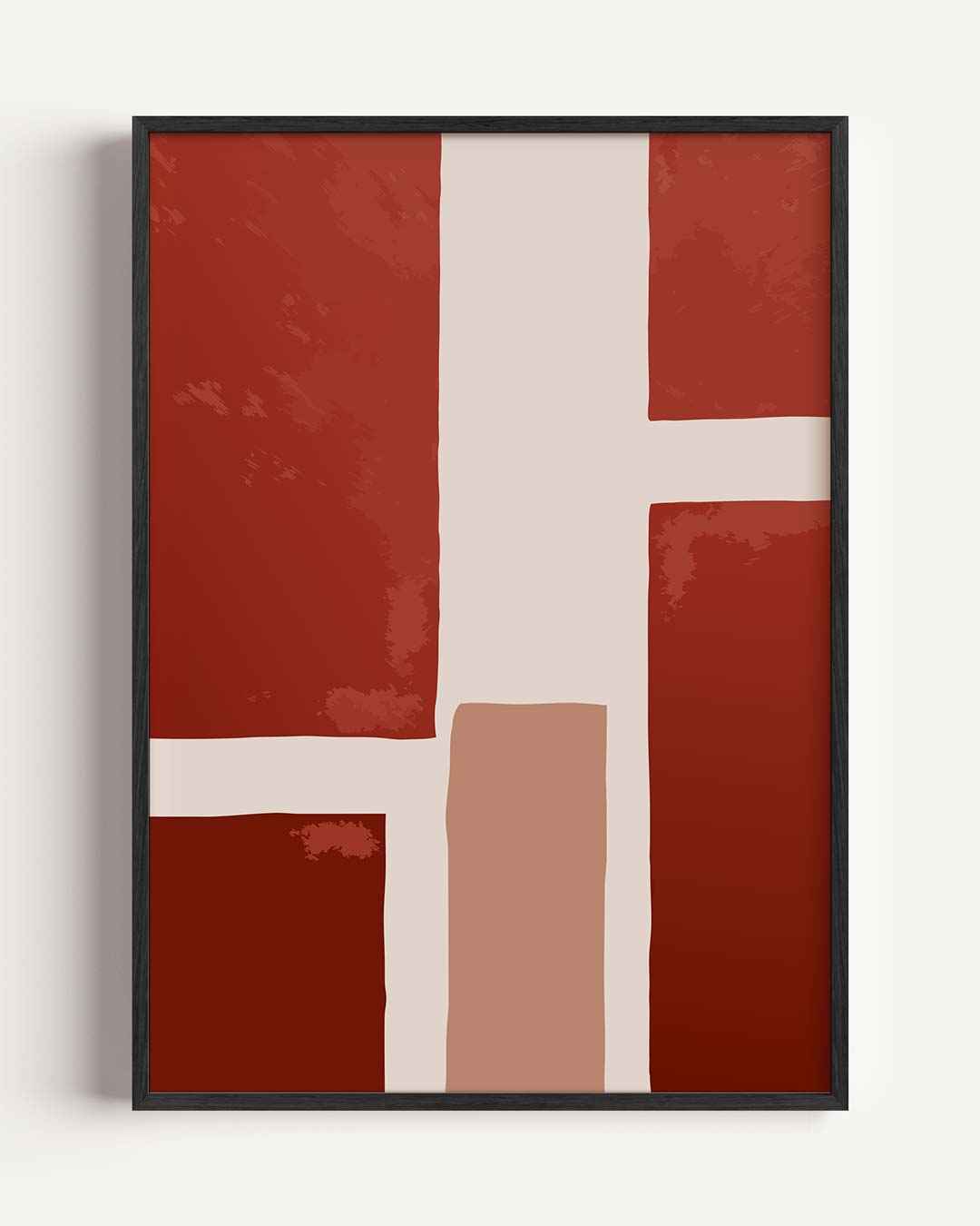 Abstracte Roodbeige Wanddecoratie – kleurrijke abstracte portret poster als wanddecoratie