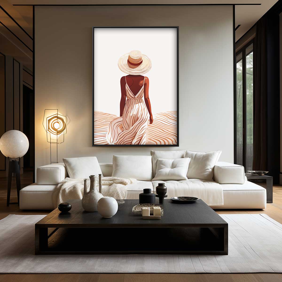 Zomerwandeling – kunstwerk met zwarte baklijst