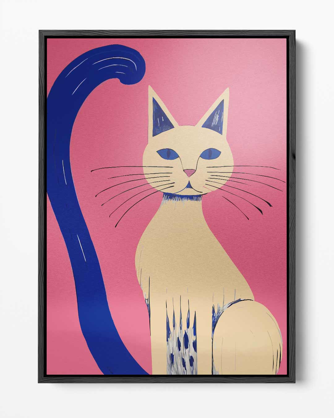 Kleurrijke Kat op Roze Achtergrond – portret kunstwerk als wanddecoratie