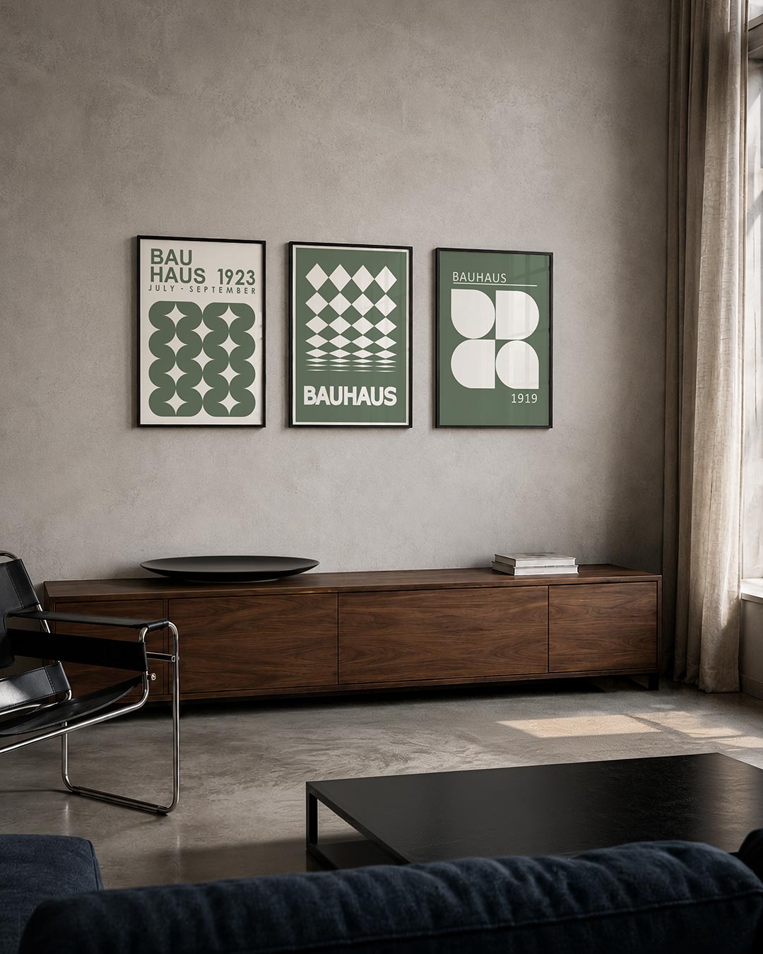 Vorm en ritme driedelige posterset – deze posterset in drie delen toont een harmonie van ronde vormen en strakke lijnen. De