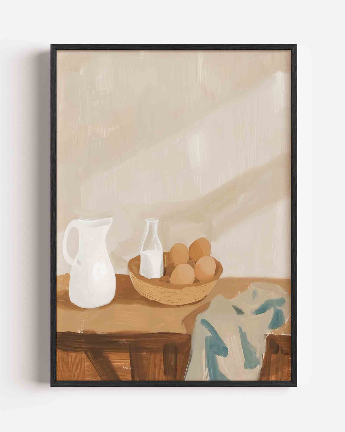Stilleven met kan en eieren – hedendaagse illustratie portret poster als wanddecoratie