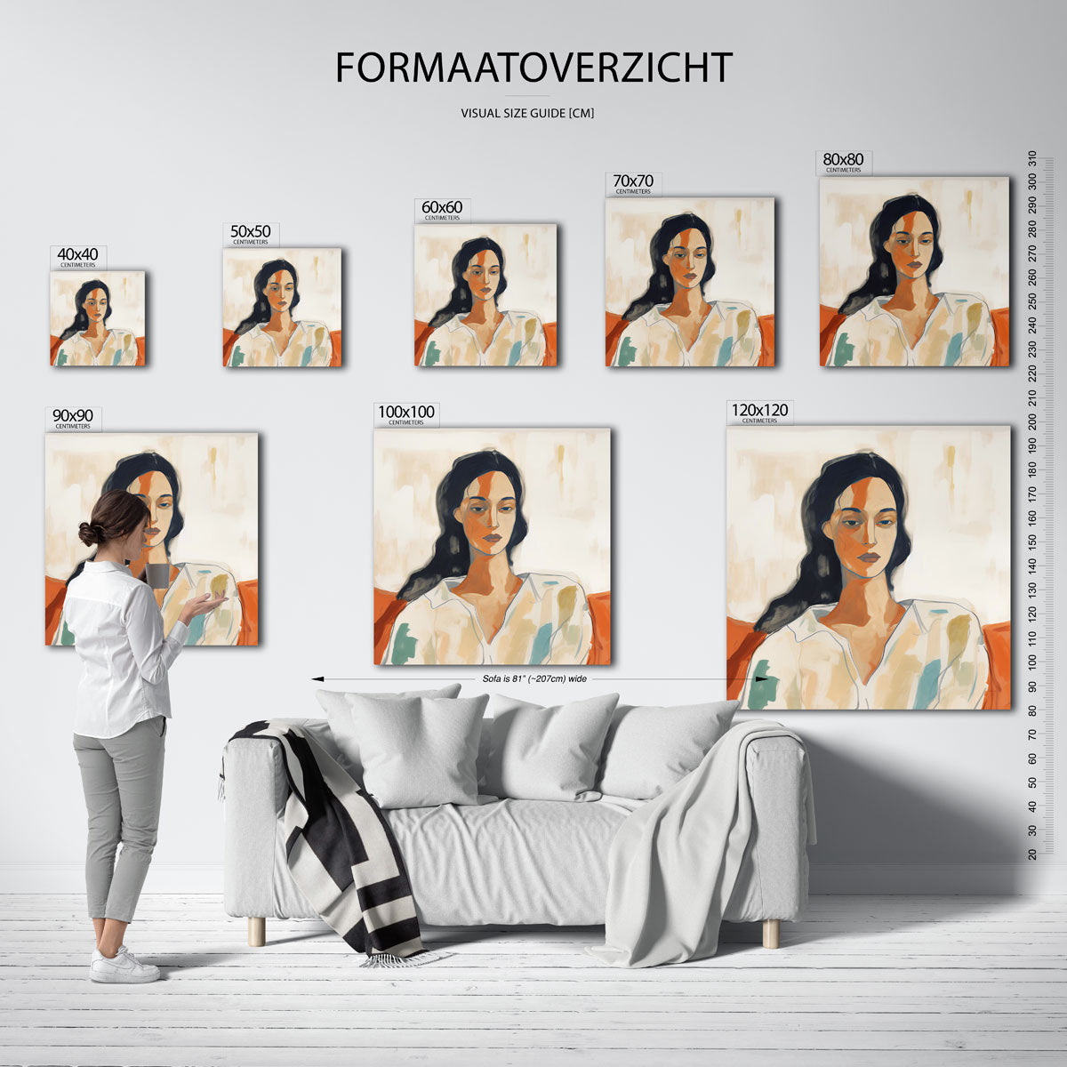 Vrouwelijk portret – vierkante muurposter met vrouwelijk portret