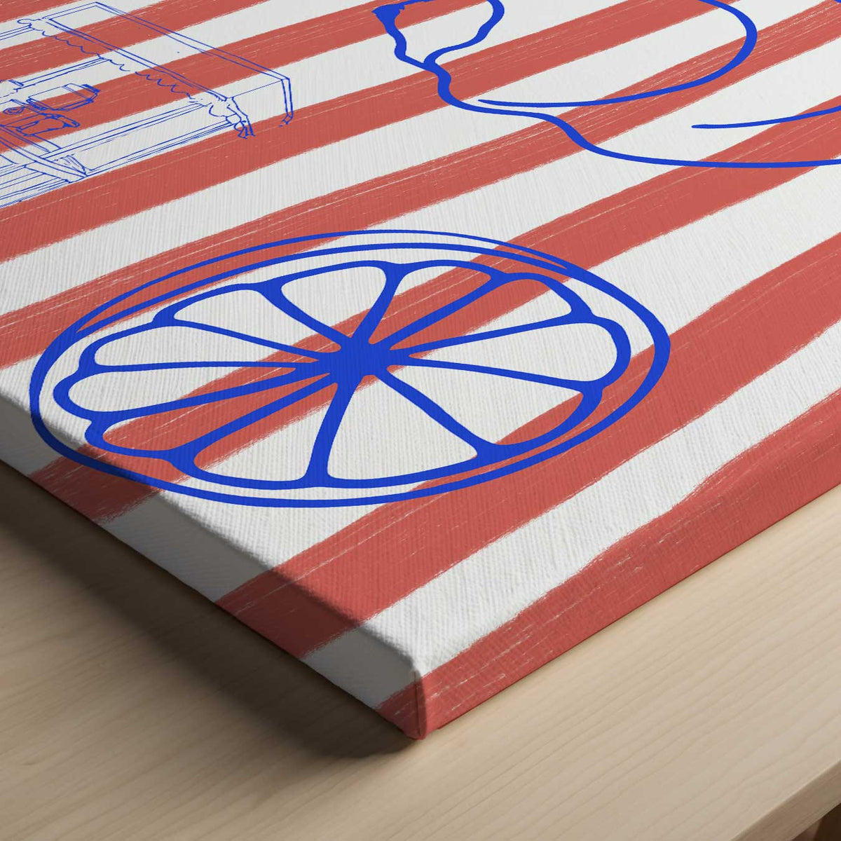 Zomerstrepen en Strandvibes – canvas kunstwerk als wanddecoratie