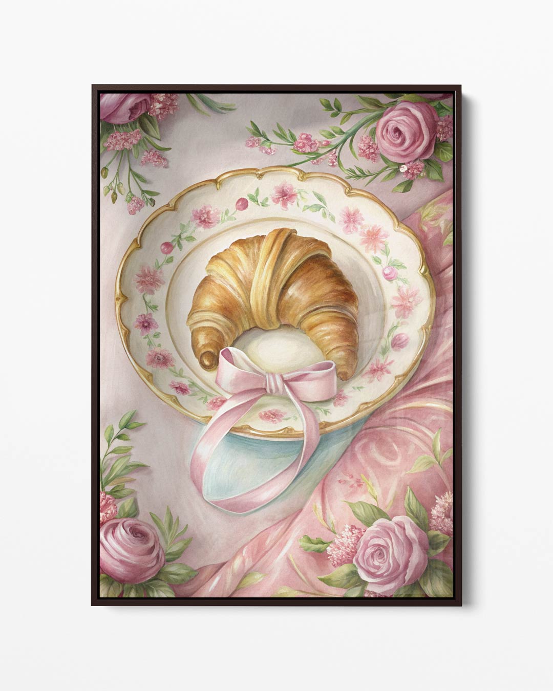 Croissant op Bloemenbord – portret kunstwerk als wanddecoratie