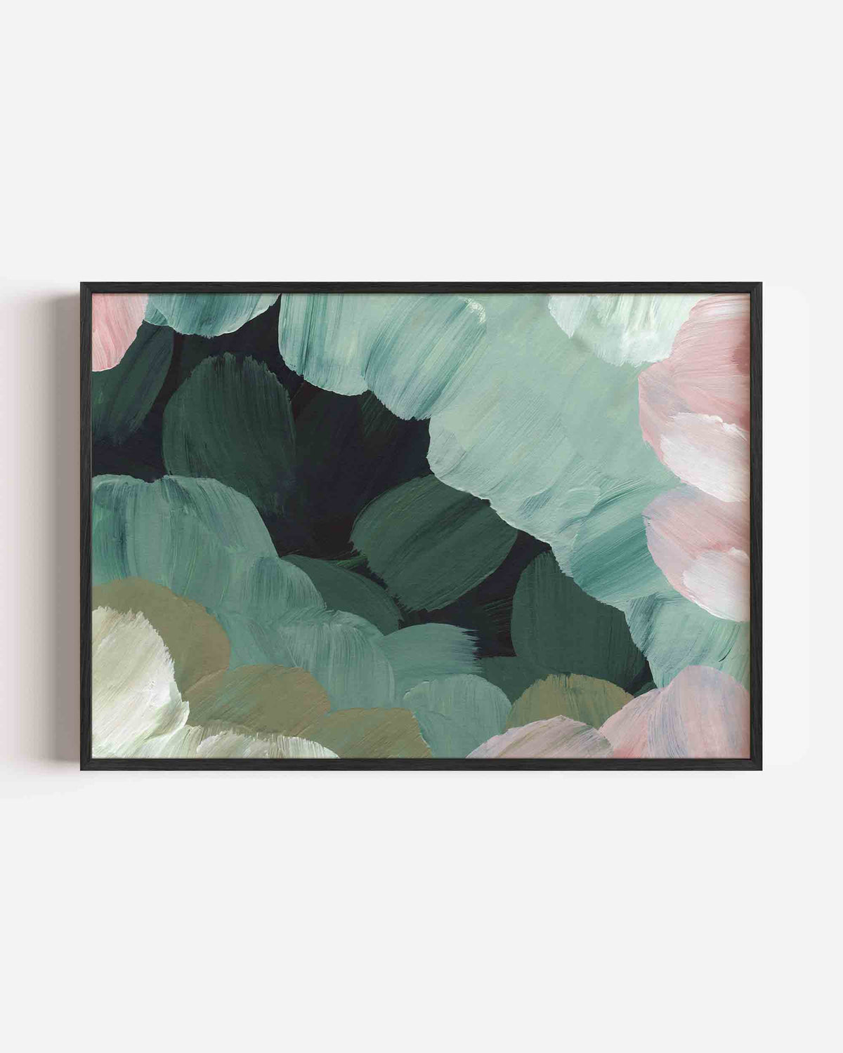 Abstracte groene vormen – schilderkunst landscape poster als wanddecoratie