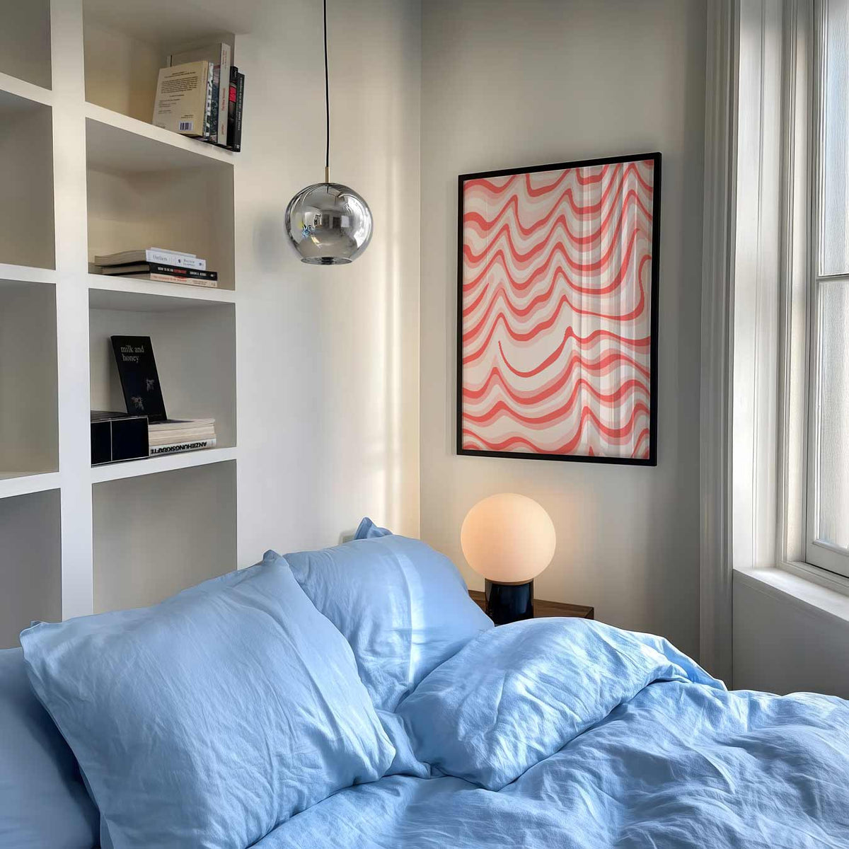 Golvende Lijnen Print – abstracte poster als moderne staande wanddecoratie