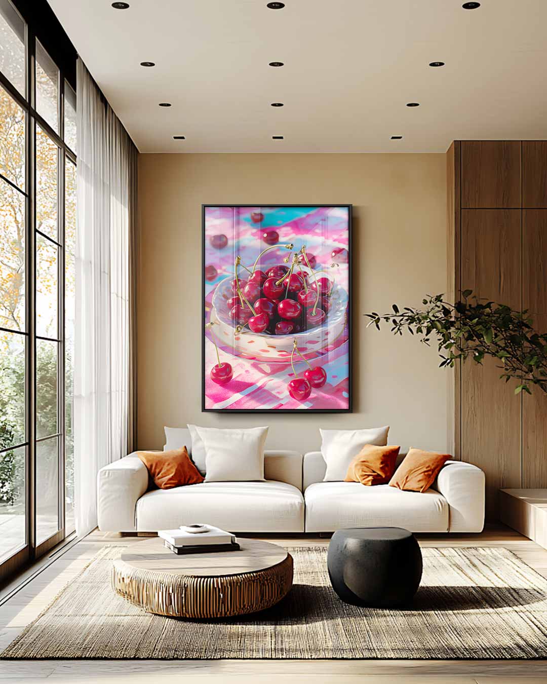 Verrukkelijke Kersen in Stilleven – plexiglas wanddecoratie in portret formaat