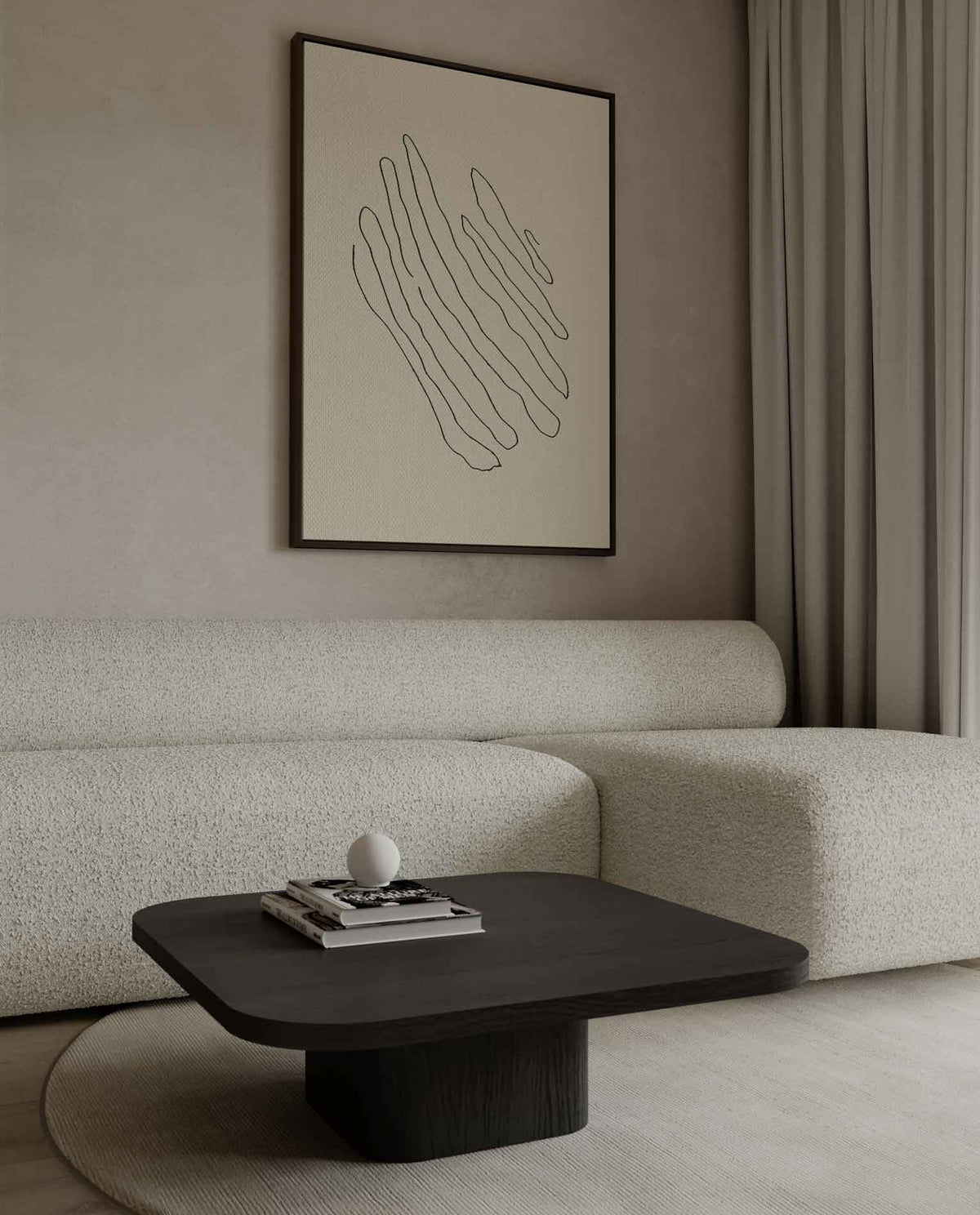 Golvende Lijnen Minimalistische Kunst – canvas kunstwerk als wanddecoratie