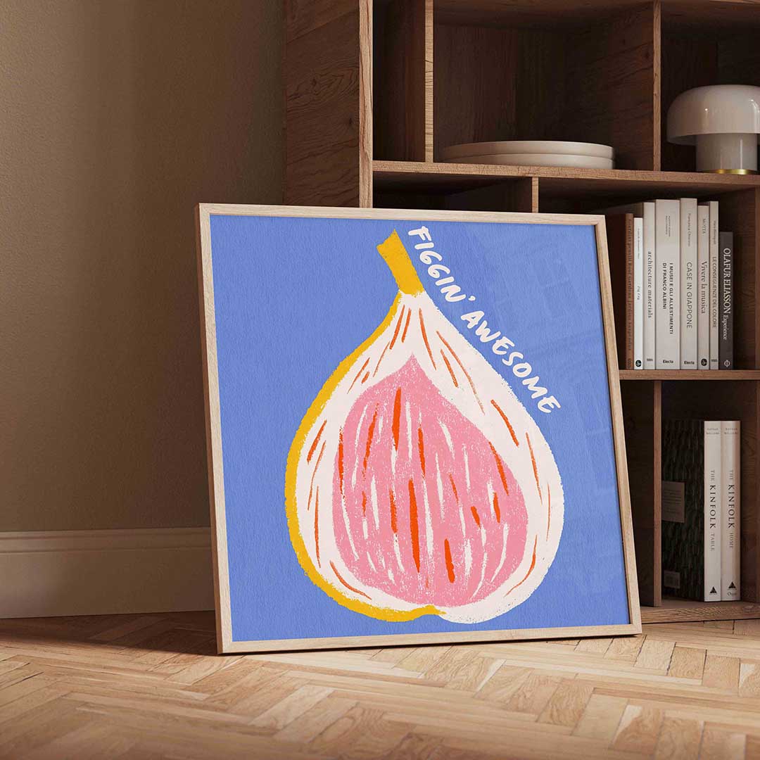 Vijg met tekst – moderne wandkunst met kleur en vormen als poster