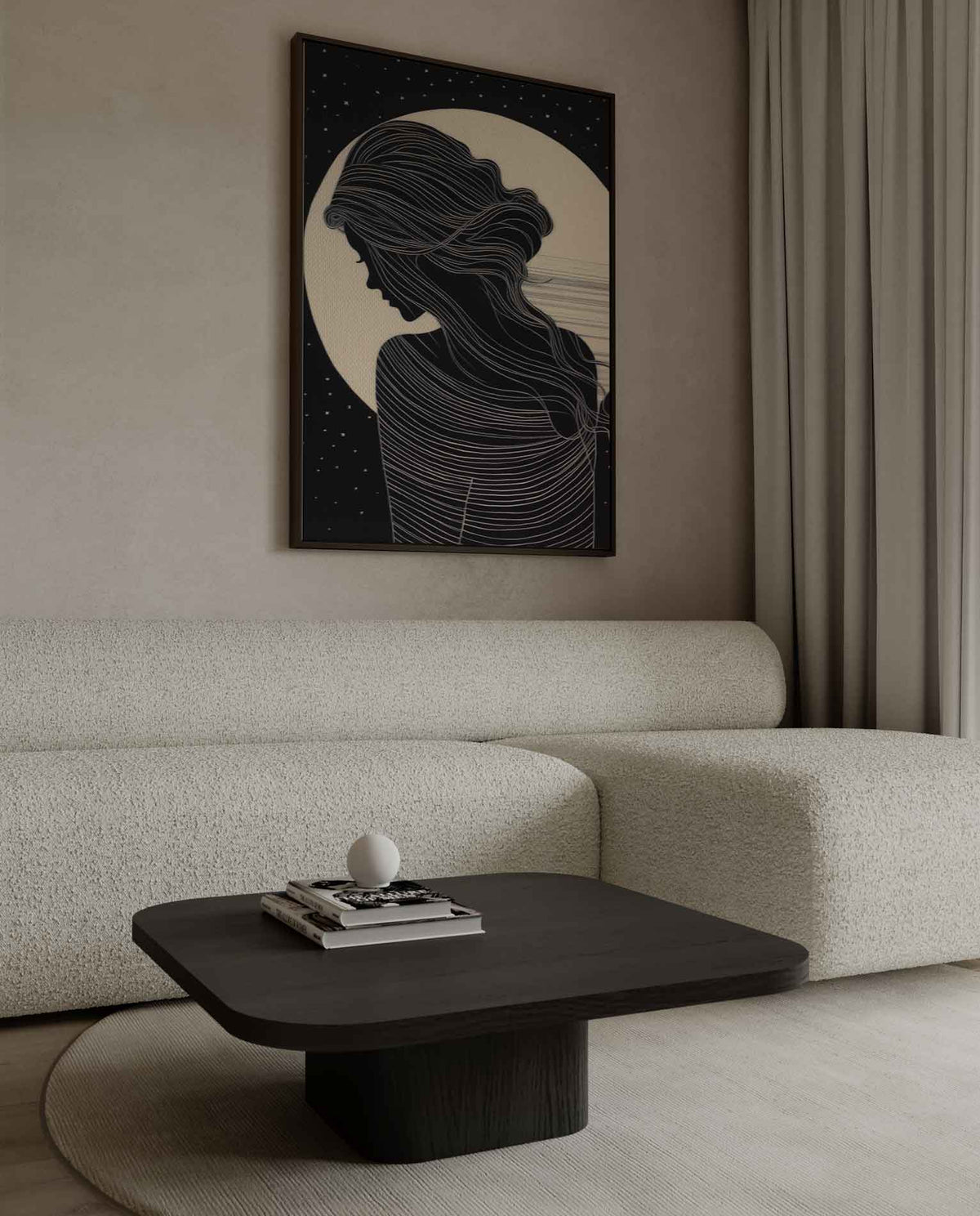 Mysterieuze Nachtsilhouette – canvas kunstwerk als wanddecoratie