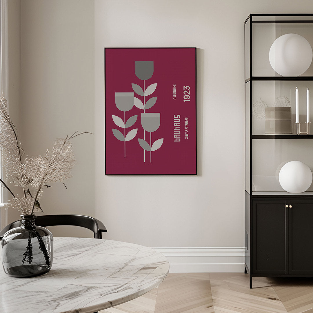 Grafische bloemvormen – geometrische Bauhaus poster in staand formaat