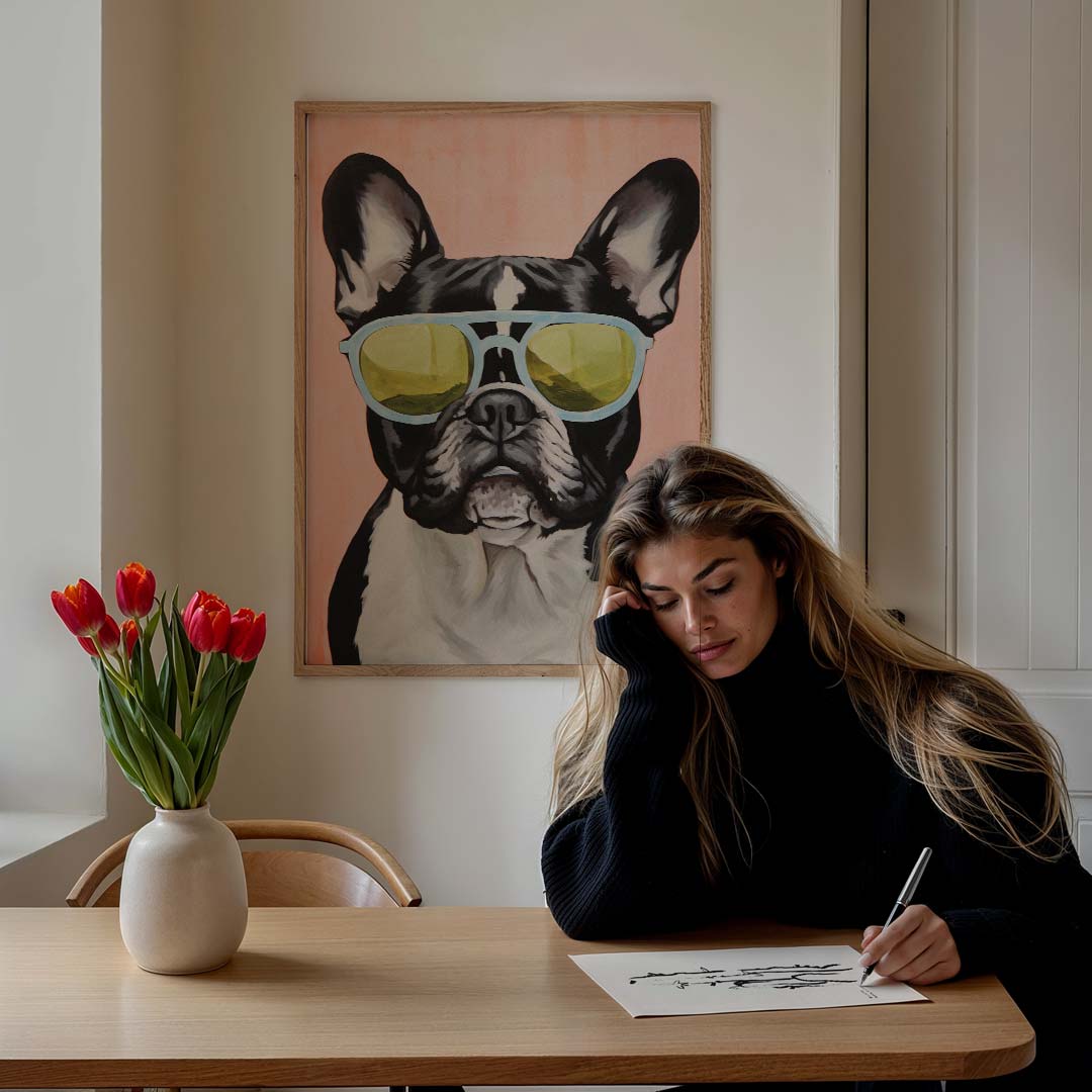 Franse bulldog – staande muurposter met dierenthema