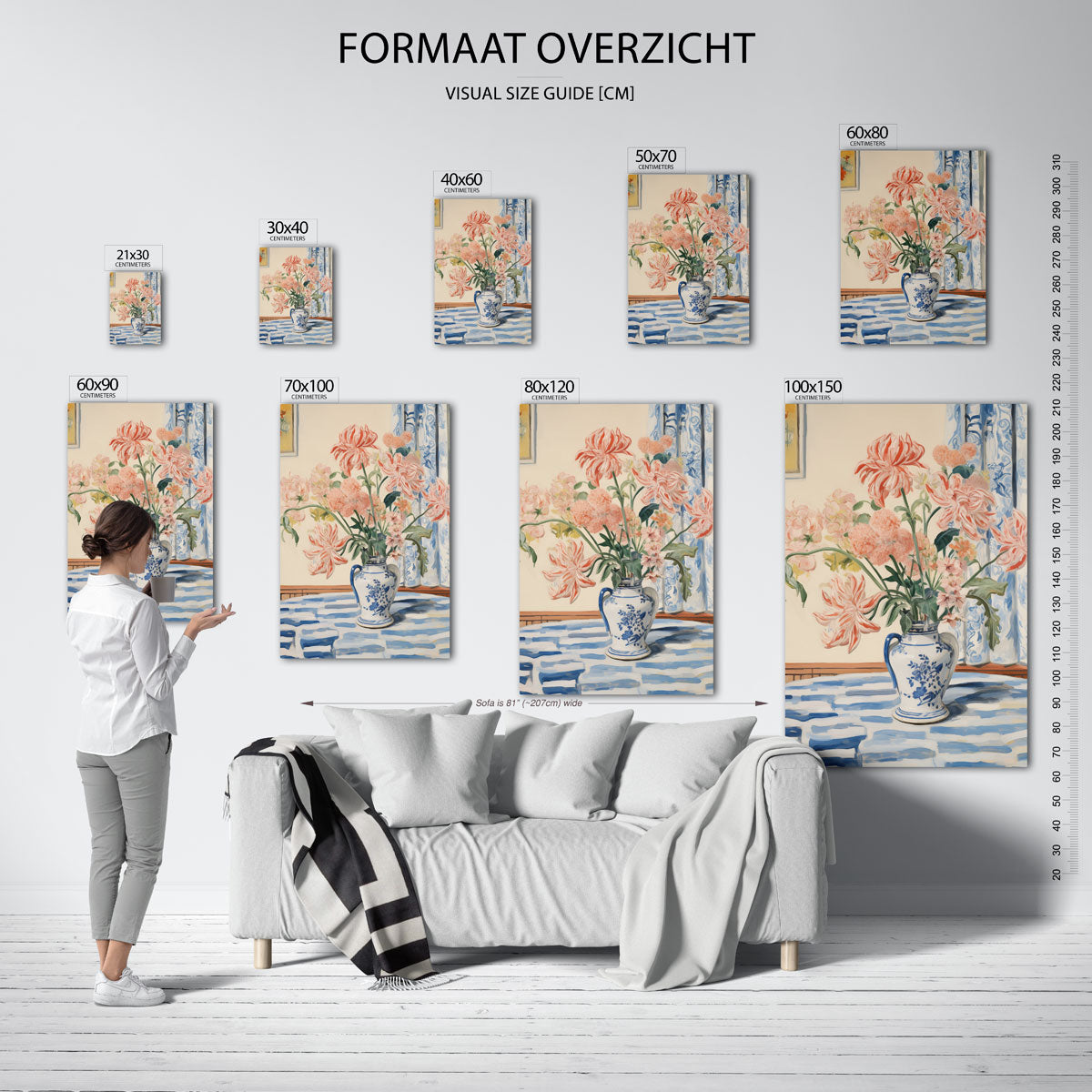 Bloemen in vaas – staande muurposter met bloemen
