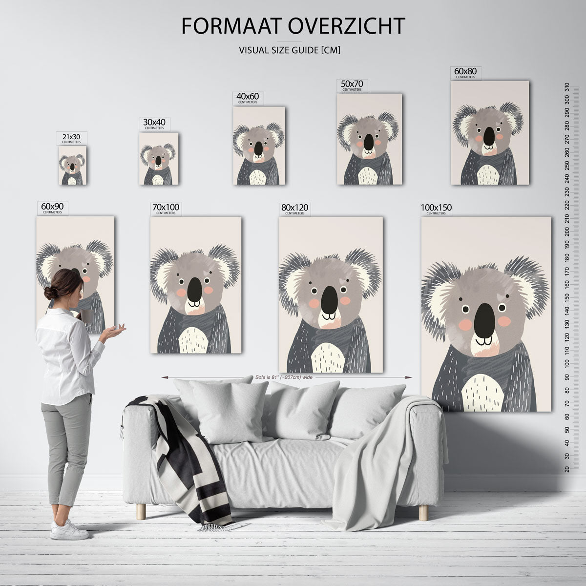 Koala illustratie – staande muurposter voor de kinderkamer