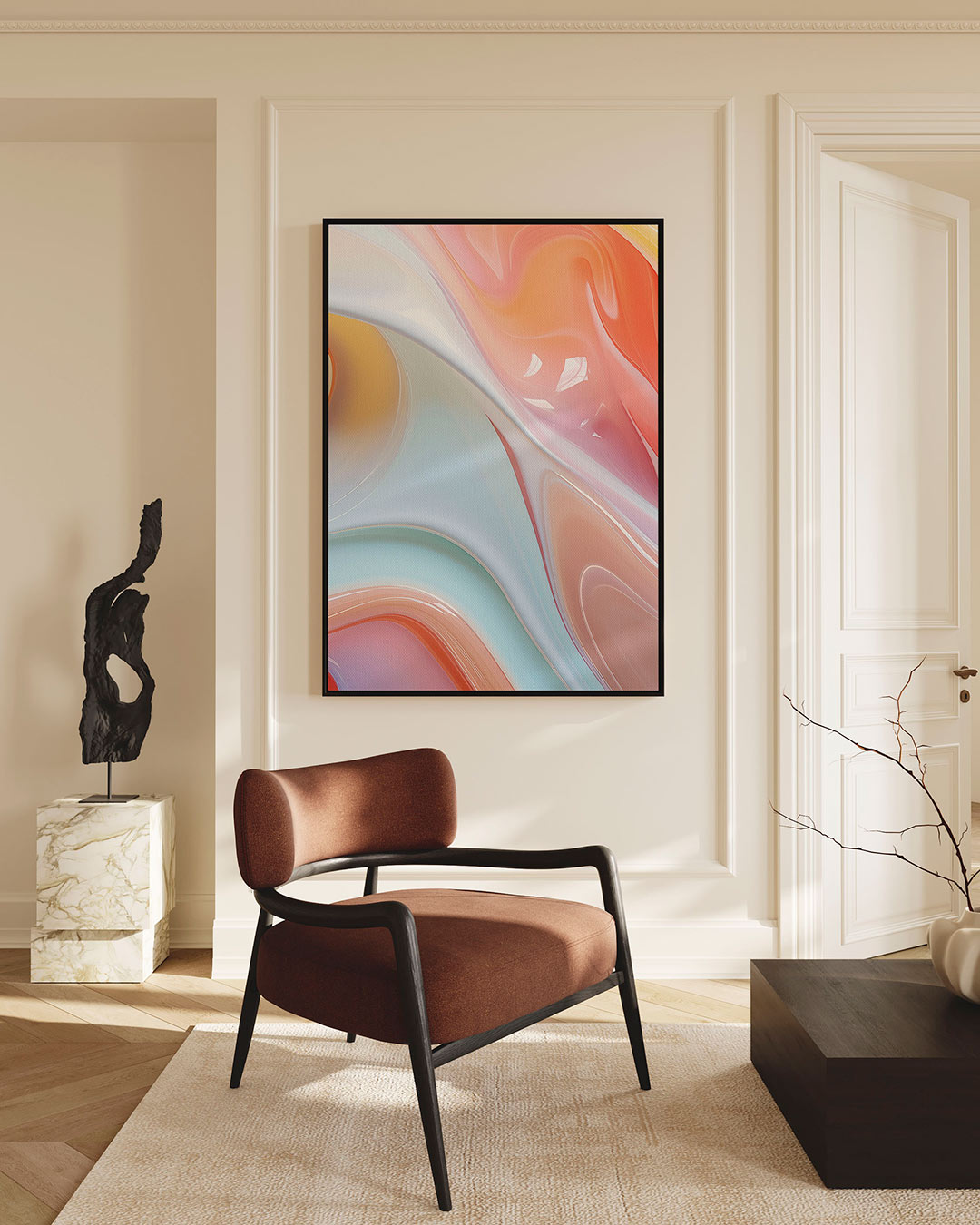 Vloeiende kleurencompositie – Harmonie – staande wanddecoratie