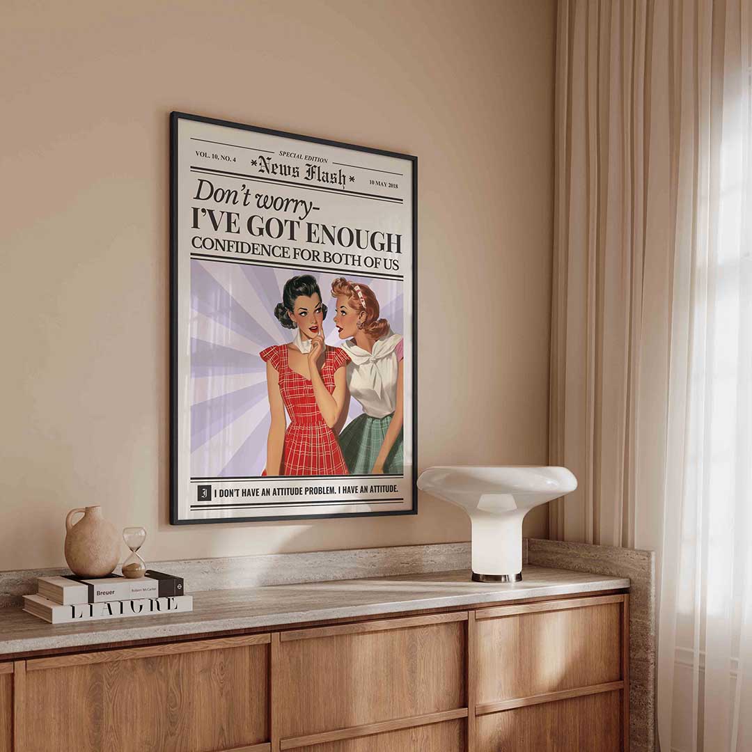 Twee vrouwen met tekst – kleurrijke Pop Art poster in staand formaat