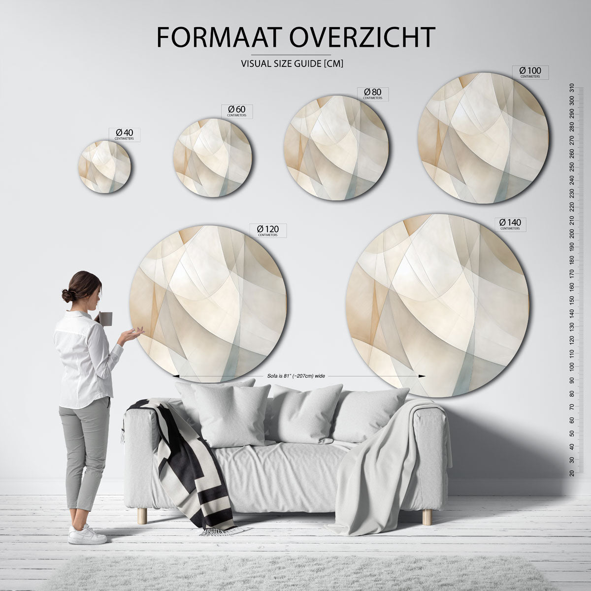 Abstracte vormen – abstracte wandkunst als muurcirkel van WallArtistic