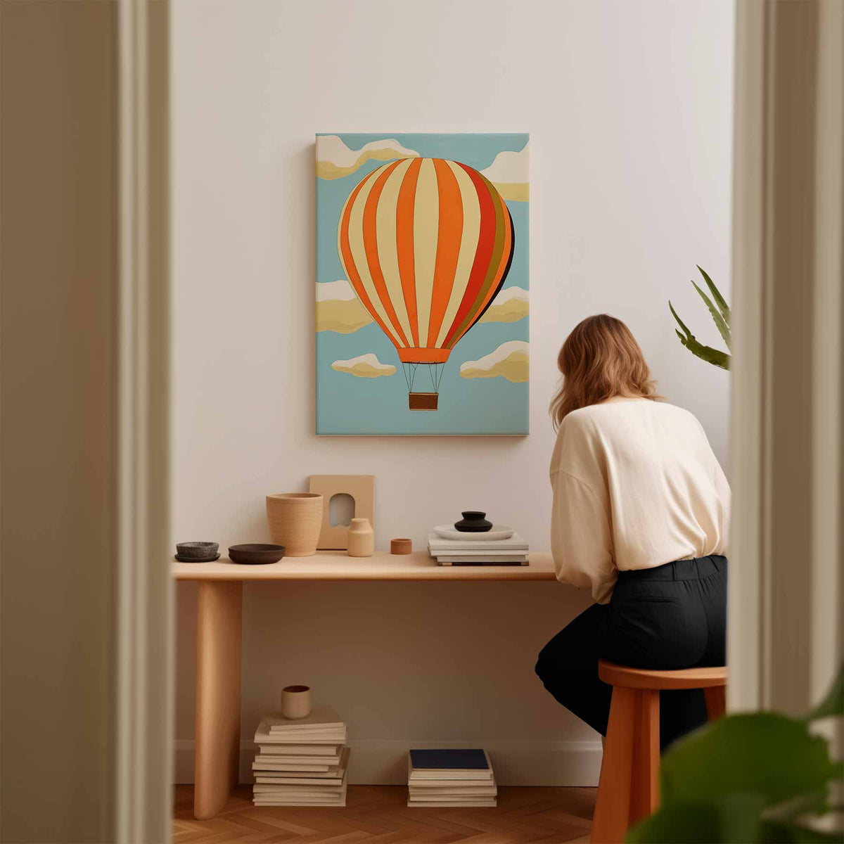Vrolijke Luchtballon – plexiglas wanddecoratie in portret formaat