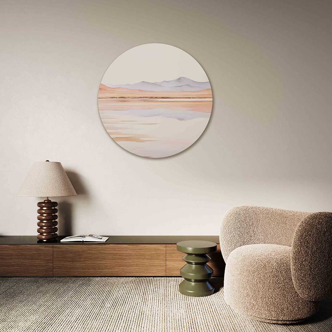 Landschap met bergen – Pop Art muurcirkel als ronde wanddecoratie