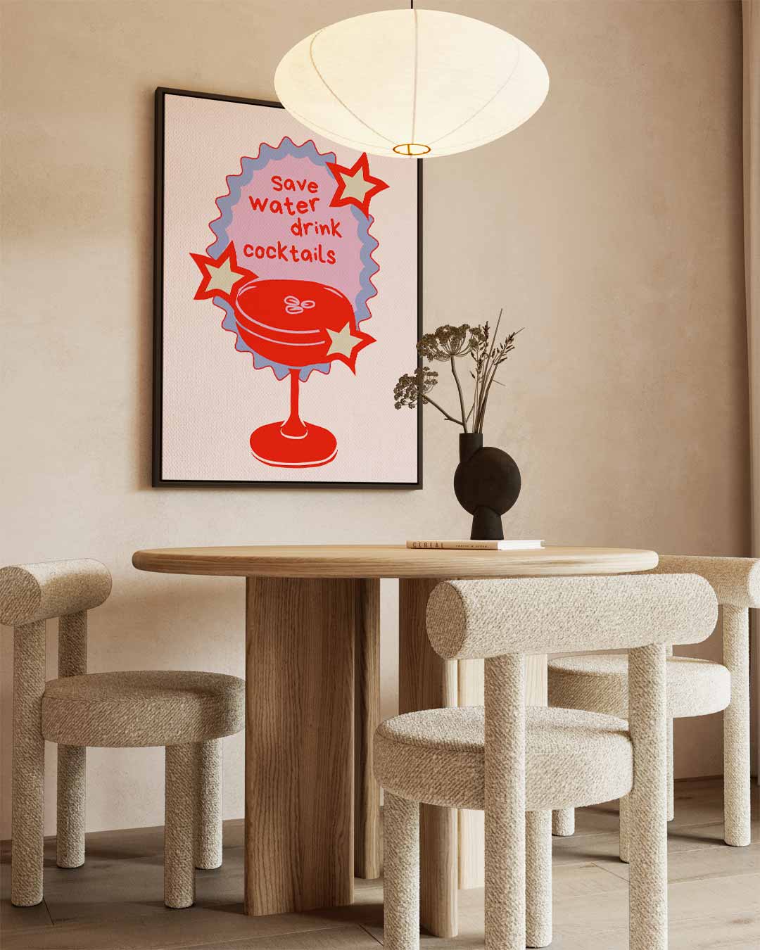Red Cocktail Fun Poster – canvas wanddecoratie in portret formaat