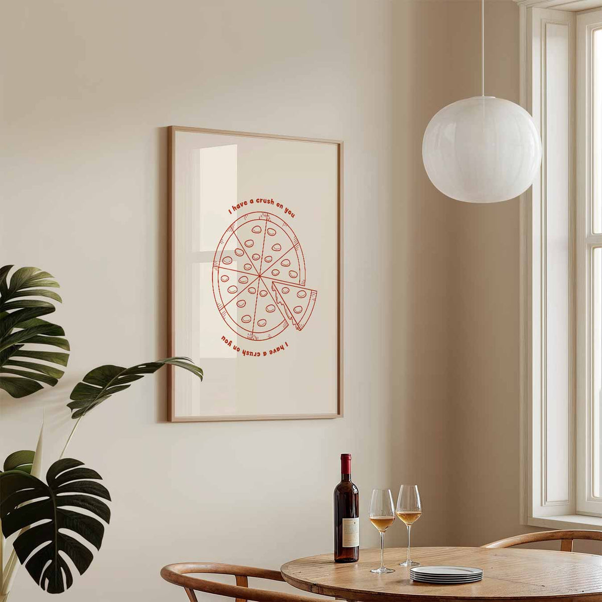 Pizza Crush Romantiek – staande keuken wanddecoratie van WallArtistic