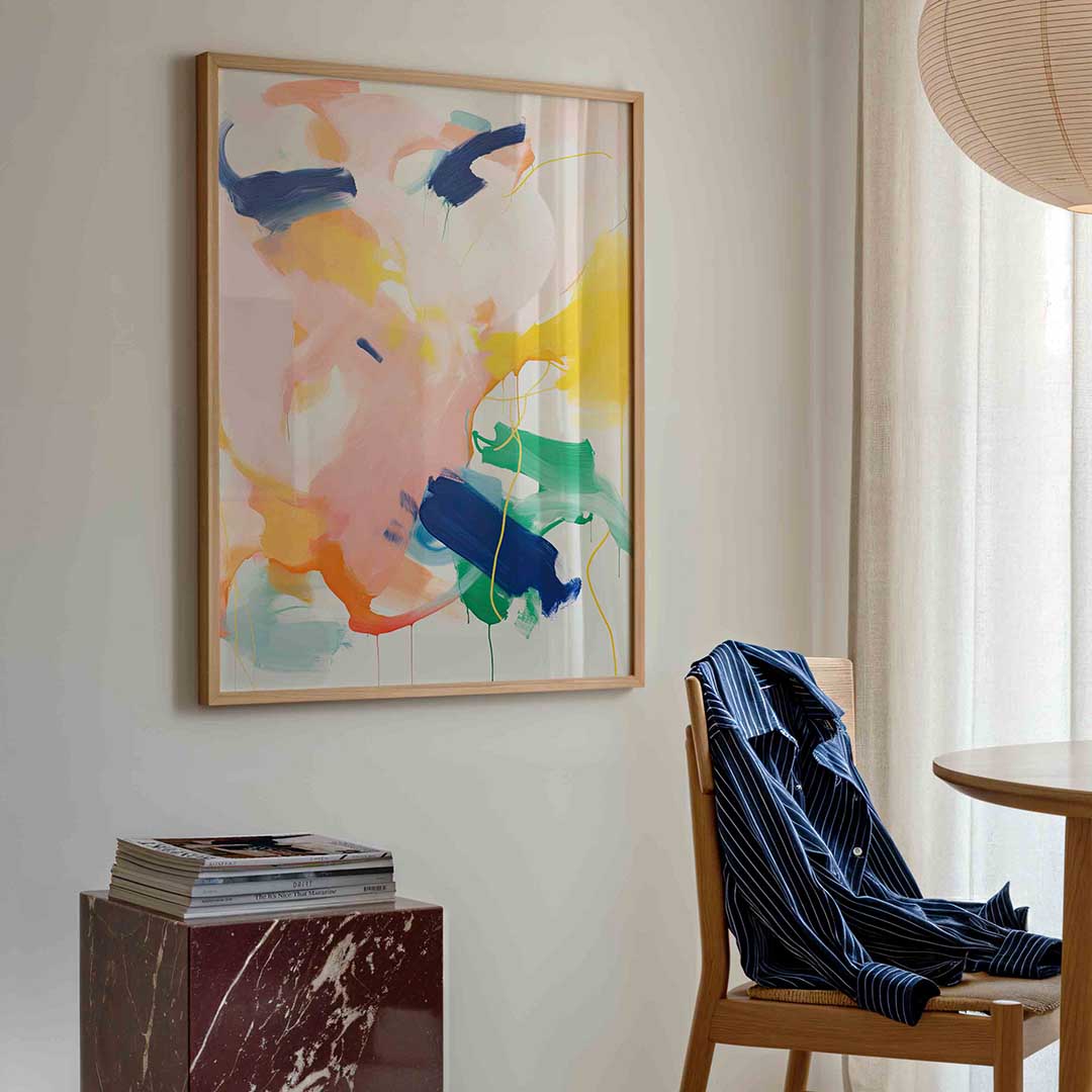 Abstracte kleurenexplosie – kleurrijke illustratie poster in staand formaat