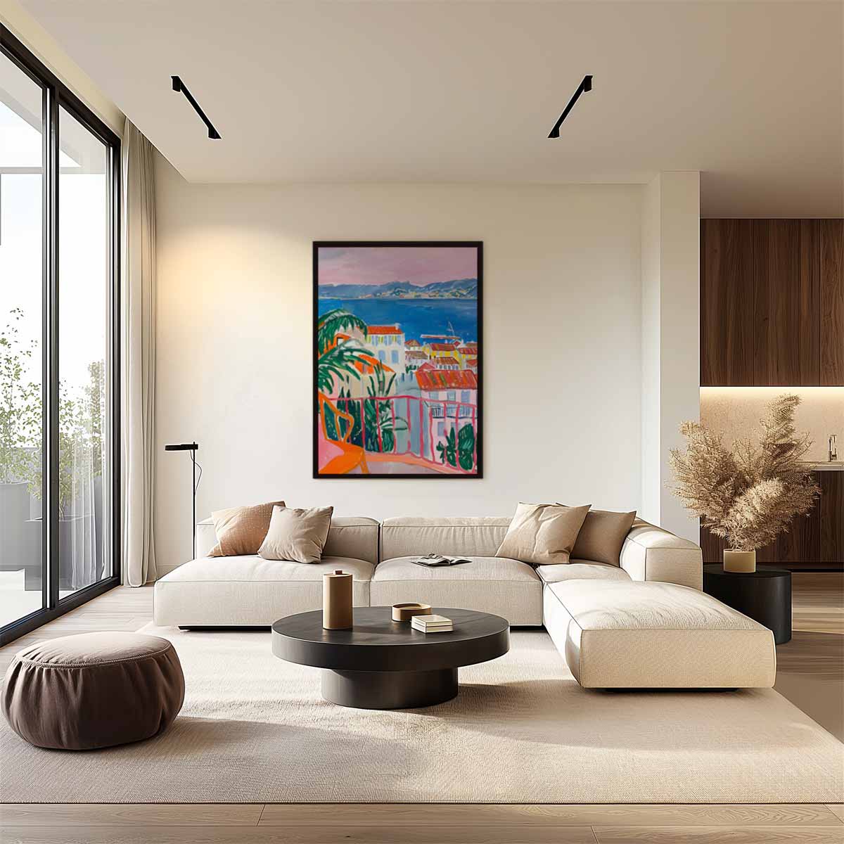 Uitzicht op de Middellandse Zee – staand kunstwerk voor modern interieur
