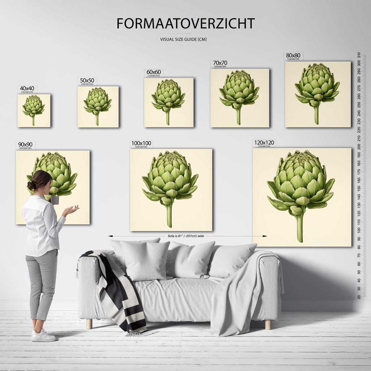 Artisjok – vierkante muurposter voor keuken of eethoek