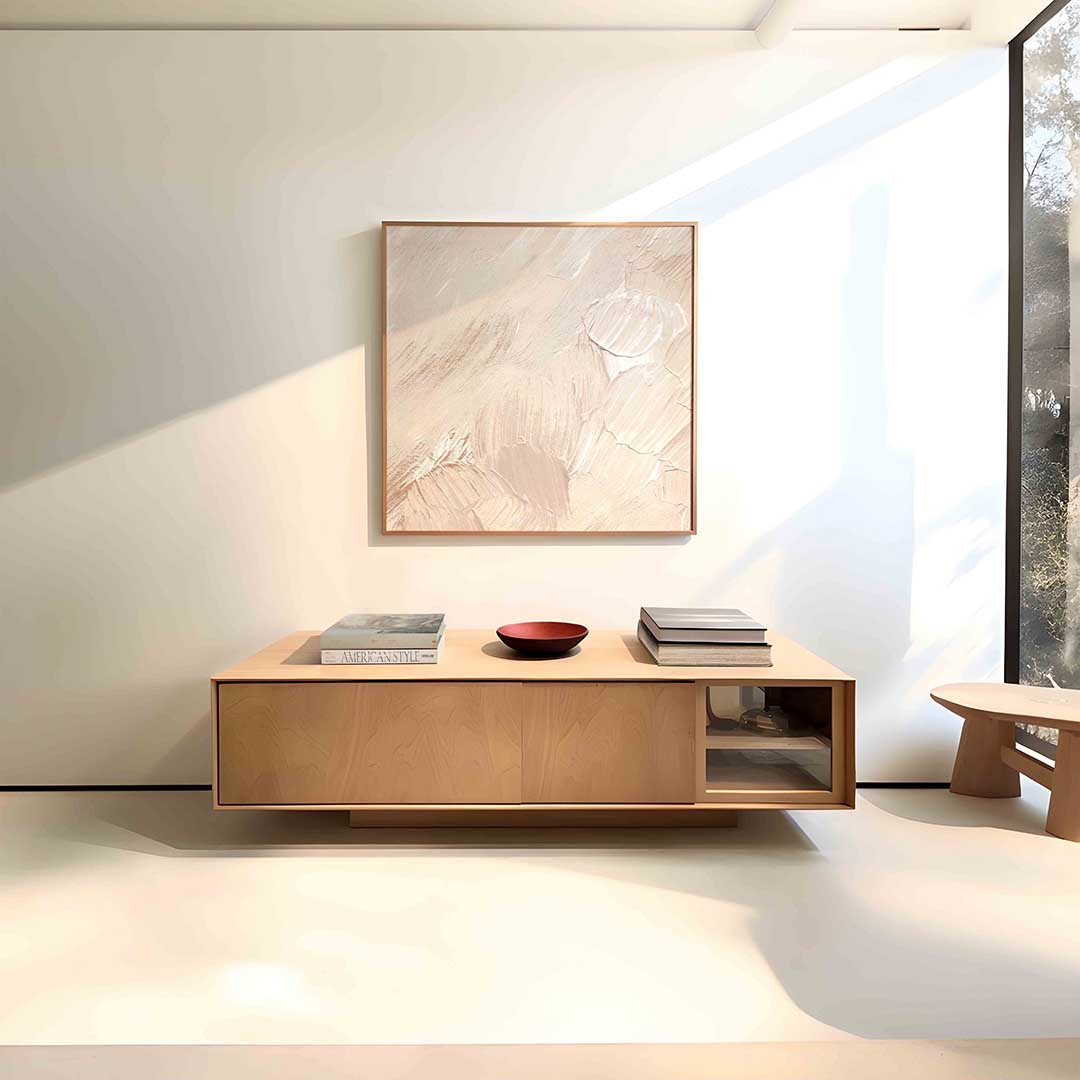 Beige textuur – vierkante schilderkunst wanddecoratie van WallArtistic