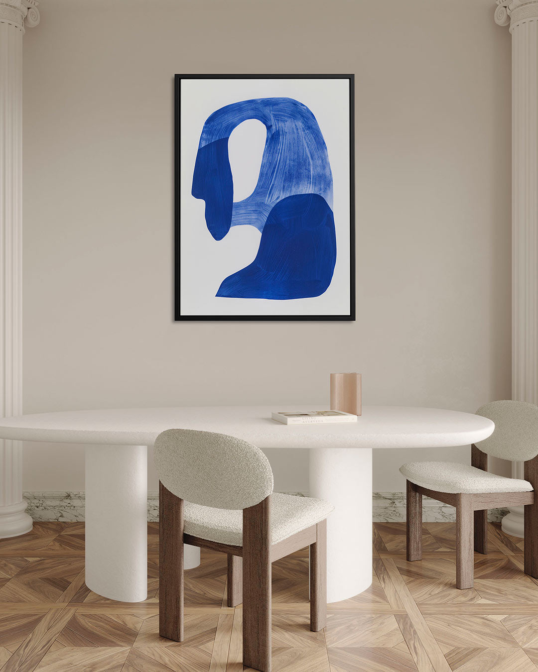 Organische blauwe vormen – staand wanddecoratie kunstwerk