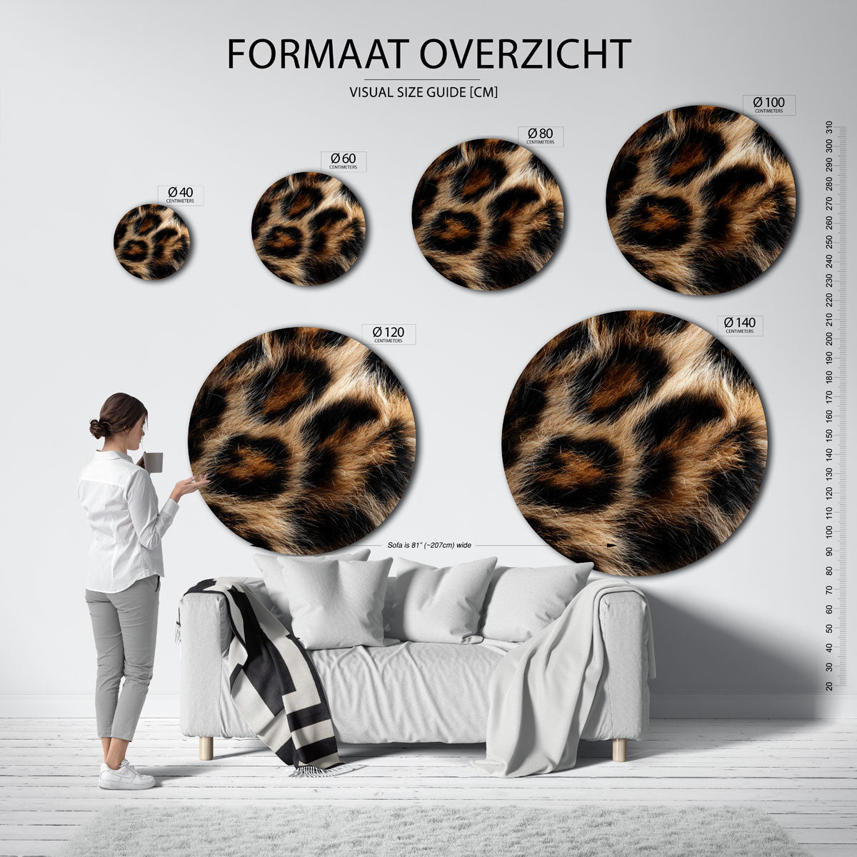 Luipaardprint – safari wandkunst als moderne muurcirkel