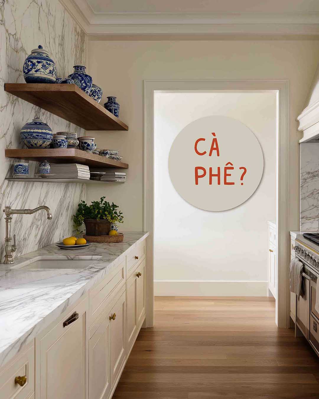 Cà phê – dierenprint muurcirkel voor aan de muur