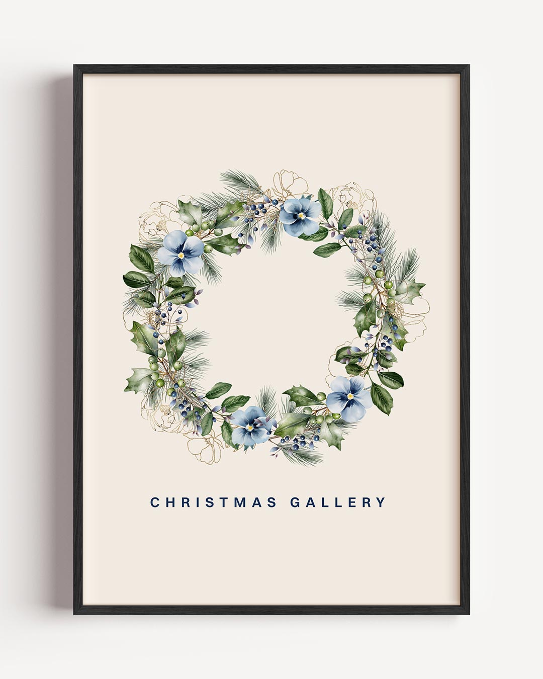 Kerstkrans Bloemenposter – kerst portret poster als wanddecoratie