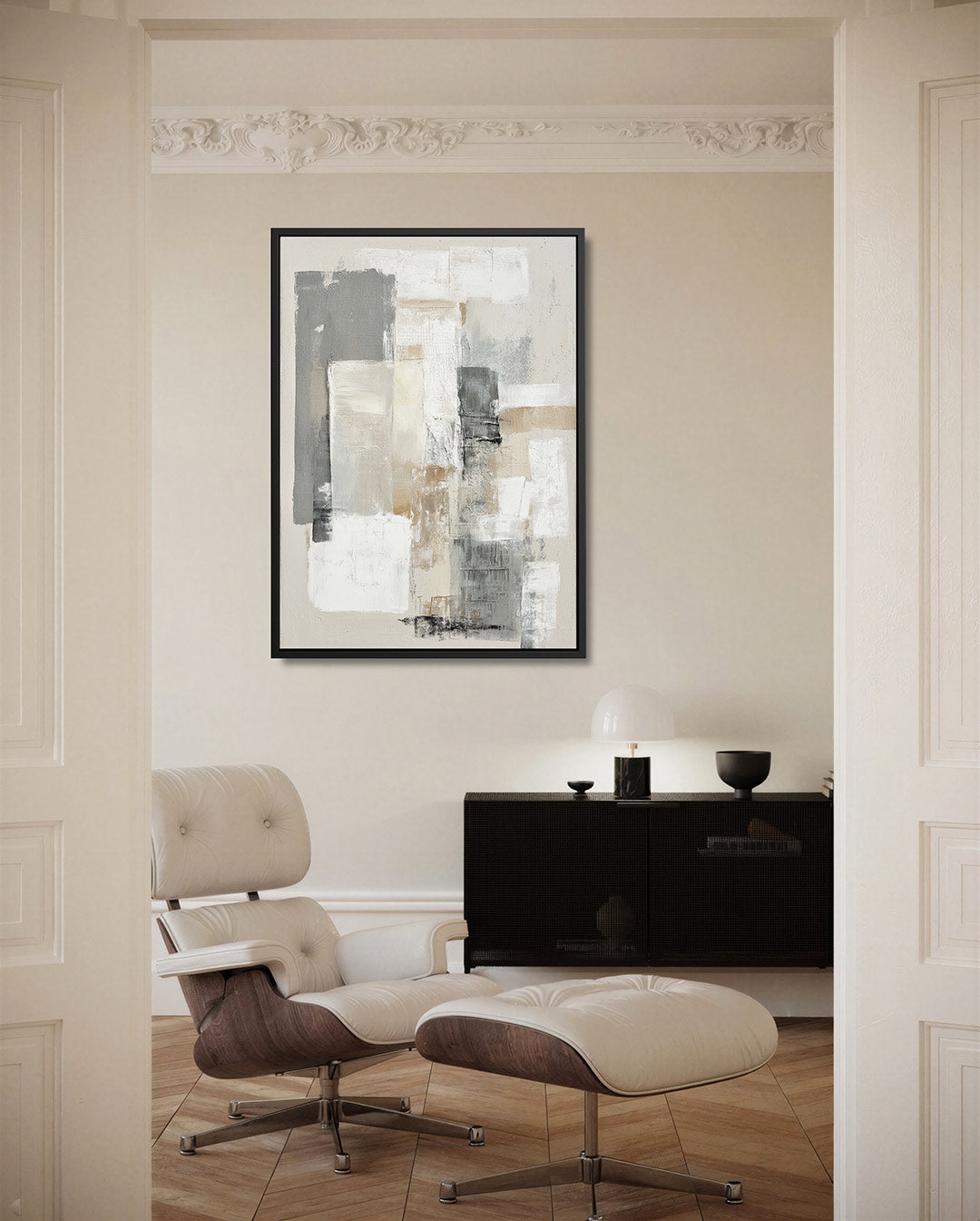 Gelaagde texturen – moderne staande wandkunst
