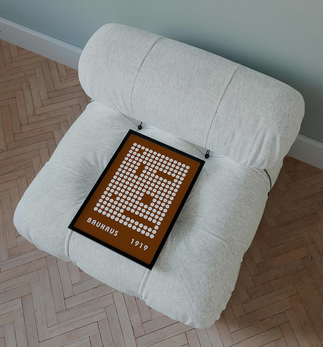 Cirkelpatroon en tekst – staande Bauhaus poster voor aan de muur