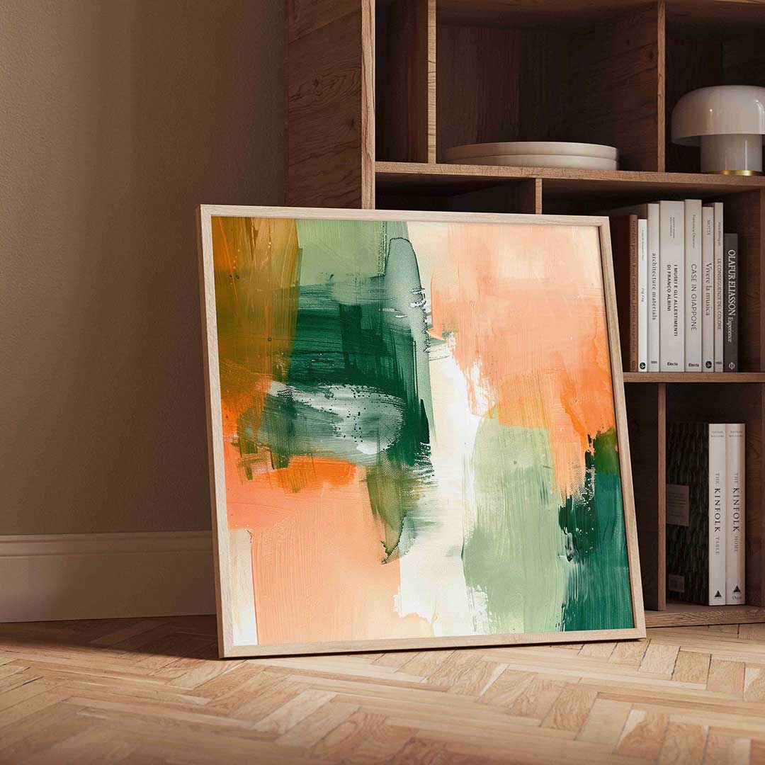 Abstracte penseelstreken – geïllustreerde wandkunst als vierkante poster