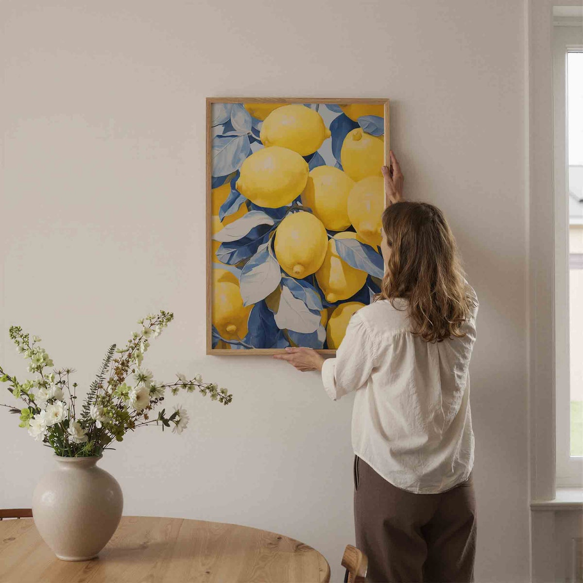 Citroenen en bladeren – botanische wandkunst als portret poster