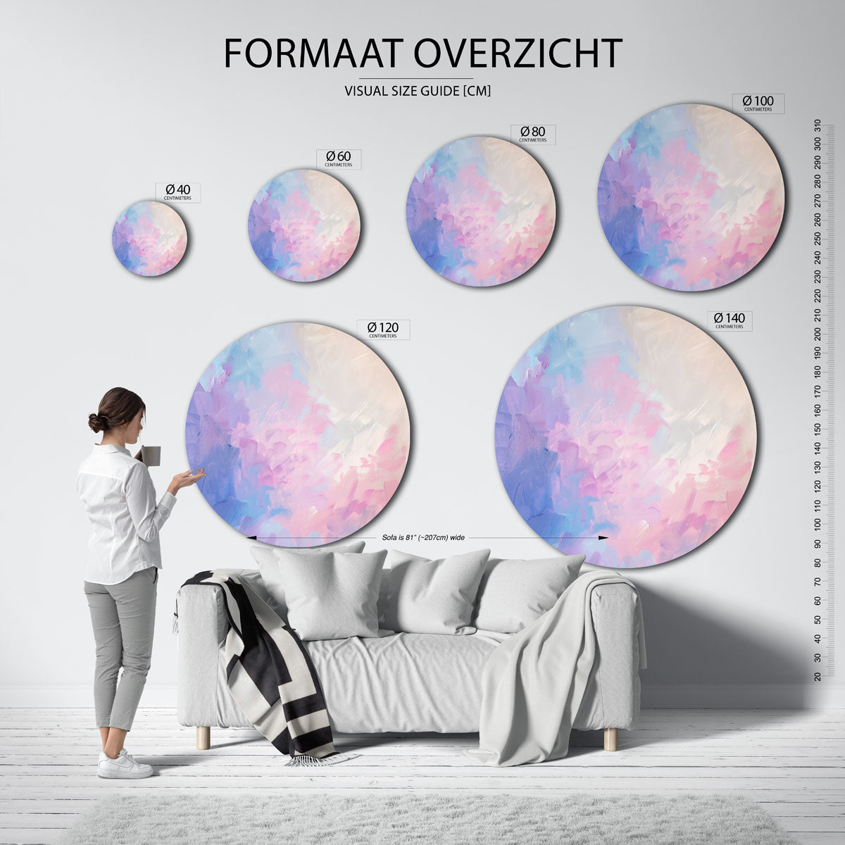 Pastelkleuren abstracte – kleurrijke wandkunst als muurcirkel