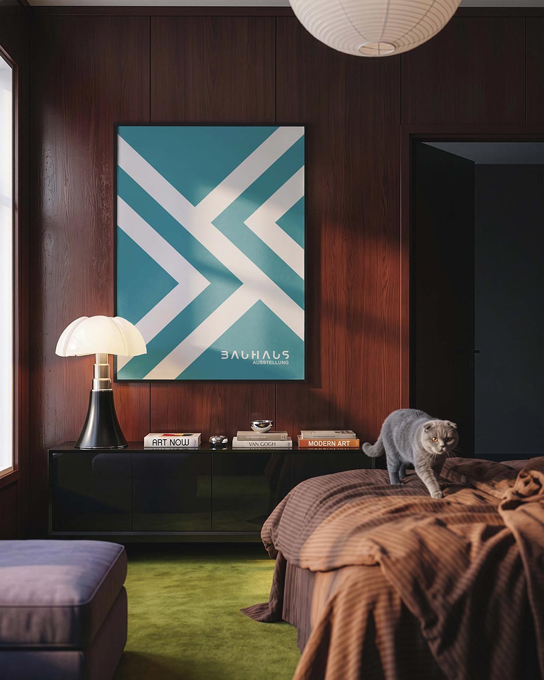 Lijnen en vlakkenspel – geometrische Bauhaus poster in staand formaat