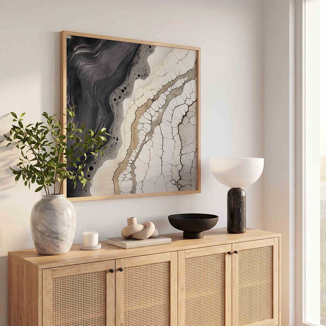 Abstracte lijnen en patronen – rustige abstracte wandkunst als vierkante poster