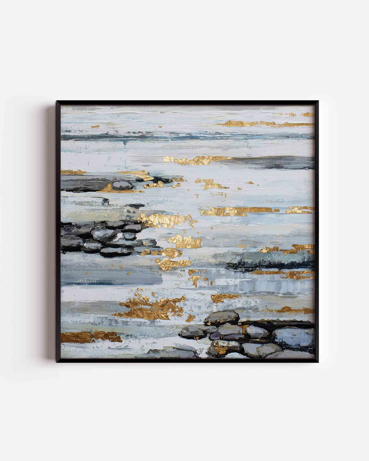 Goud en stenen – abstracte vierkante poster als wanddecoratie