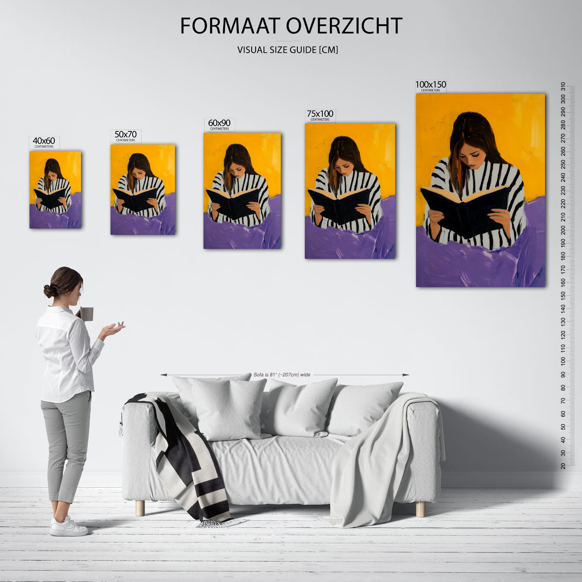 Lezende vrouw – decoratief kunstwerk voor aan de muur